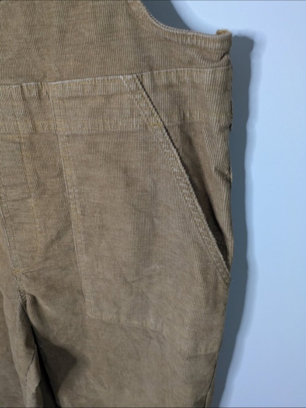 Aerie Werk & Play Brown Corduroy Bib Overalls Size Medium Raw Frayed Hem Casual - Picture 4 of 9